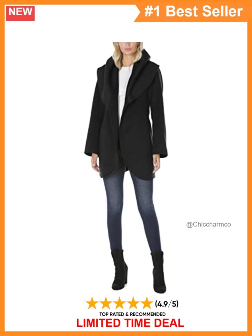 Marilyn Double-Faced Wool Blend Peacoat Wrap Belt Wing Collar Fall Coat